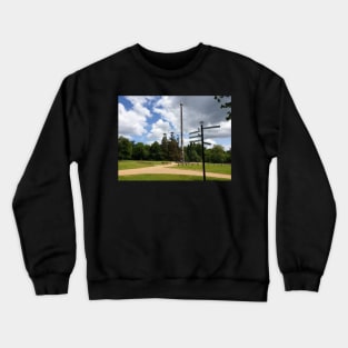 Totem pole vs direction pole at valley gardens Crewneck Sweatshirt